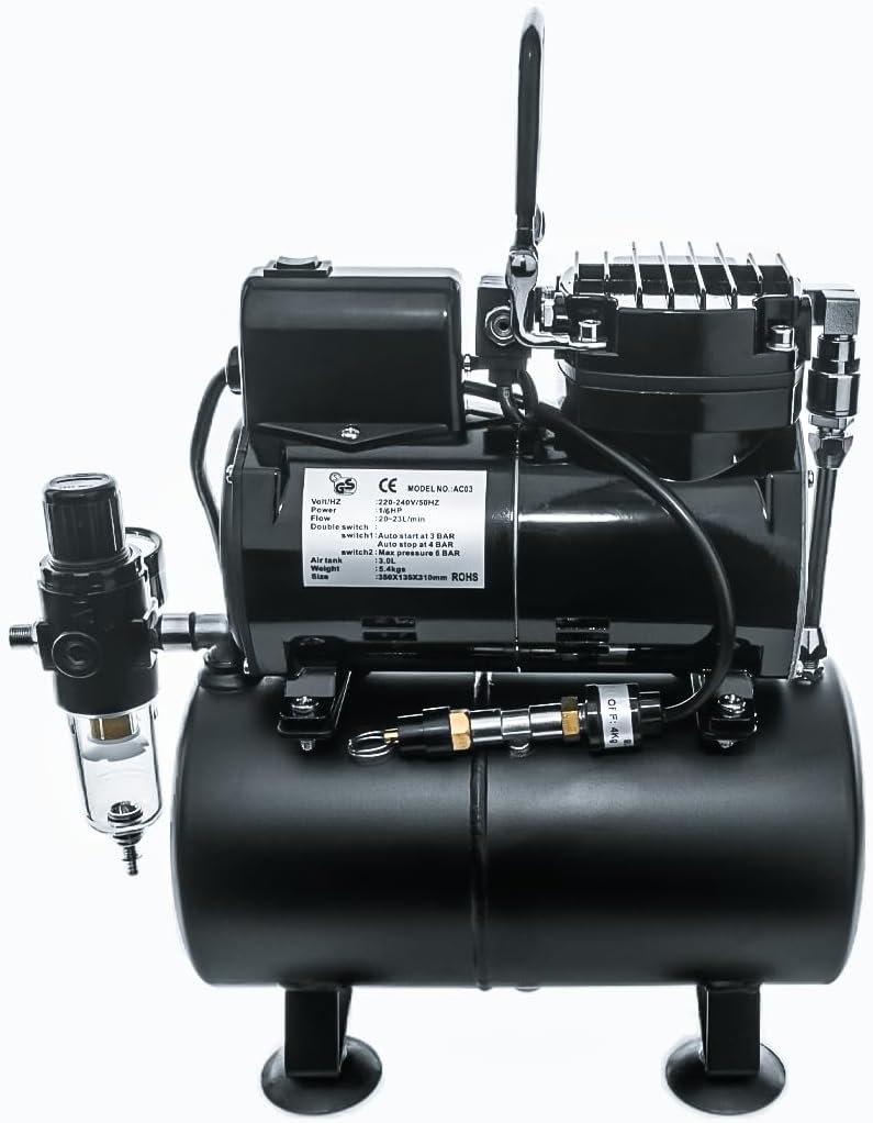 Compressor AC03 Electric Cooling Fan Single Piston Airbrushing Scale Models Hobbies Crafts Cake Decorating Cosmetics Auto-Motorcycle Graphics