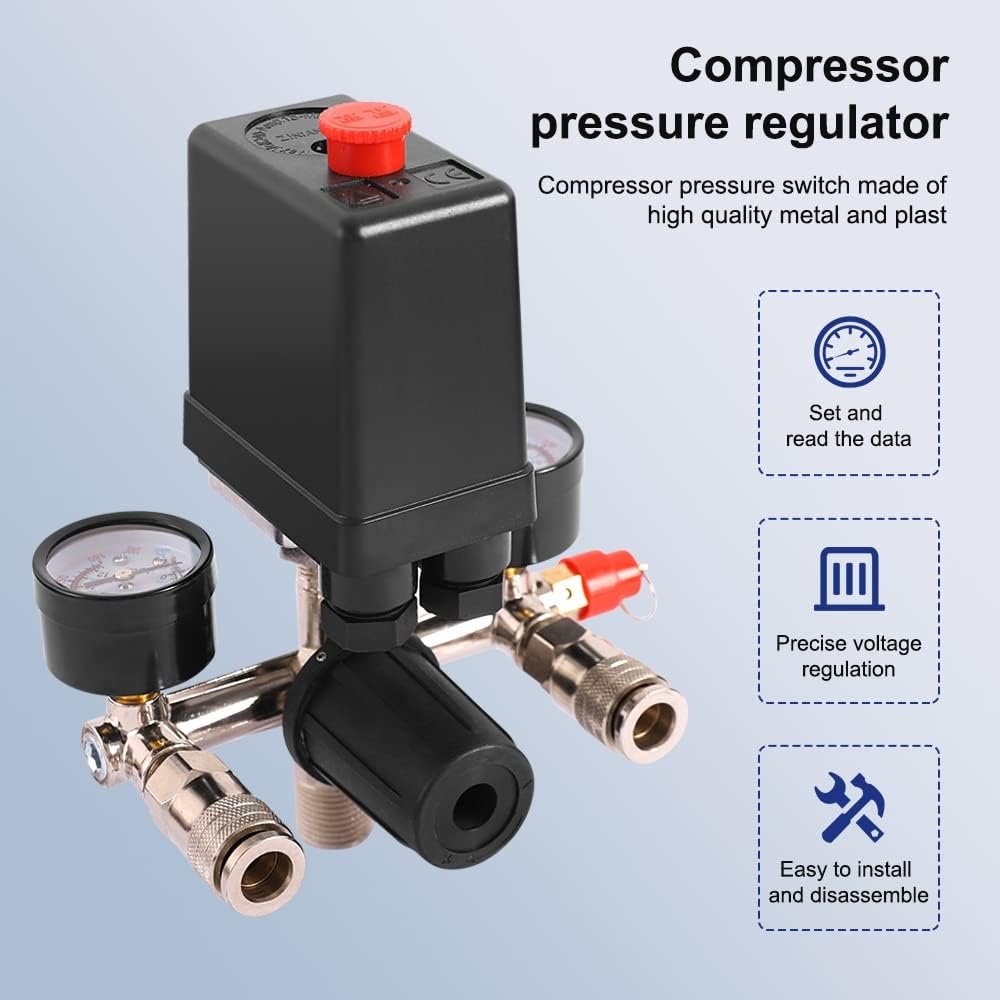 Dent-de-lion Air Compressor with Pressure Switch, 240V, 20A, 8kg Capacity, Alloy and Plastic