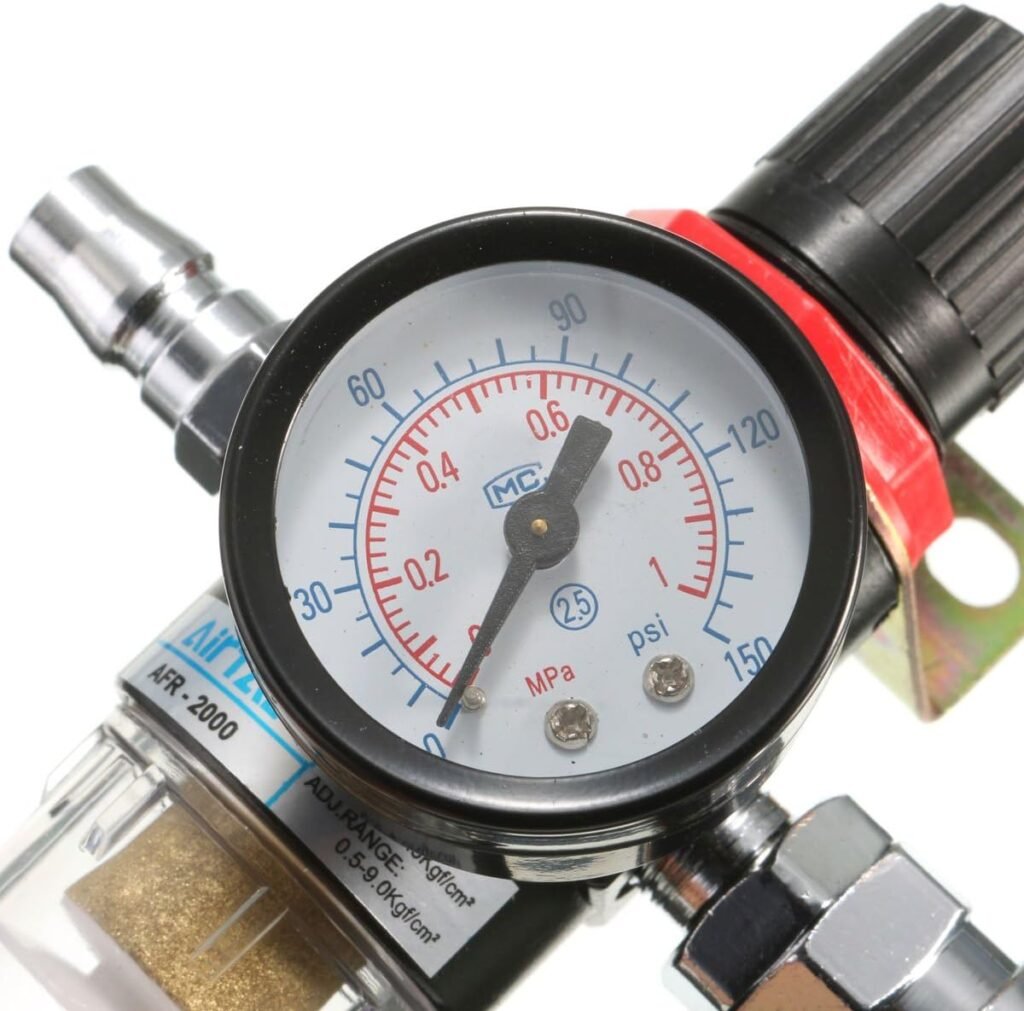 MASUNN AFR-2000 1/4 Air Compressor Filter Water Separator Trap Tools Kit With Regulator Gauge