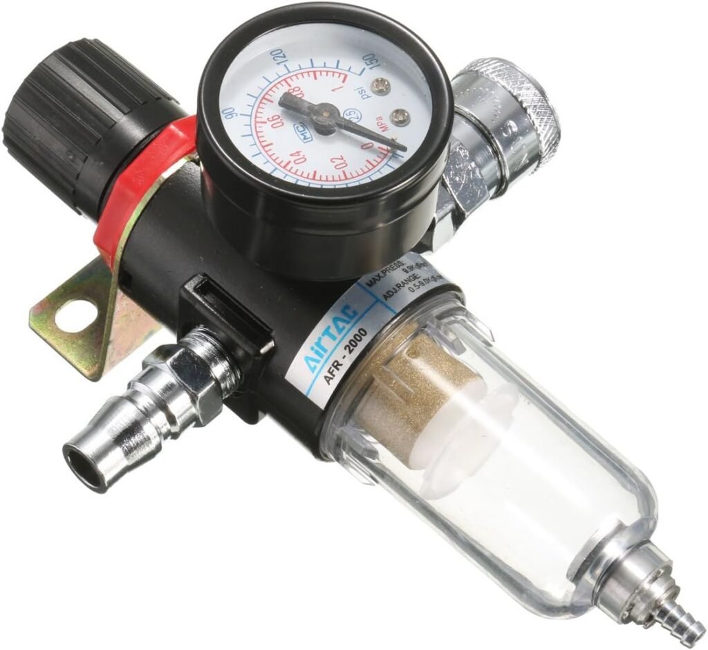 MASUNN AFR-2000 1/4 Air Compressor Filter Water Separator Trap Tools Kit With Regulator Gauge