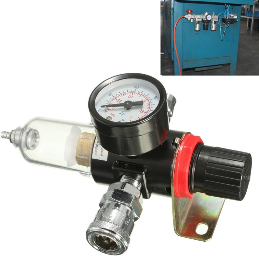 MASUNN AFR-2000 1/4 Air Compressor Filter Water Separator Trap Tools Kit With Regulator Gauge