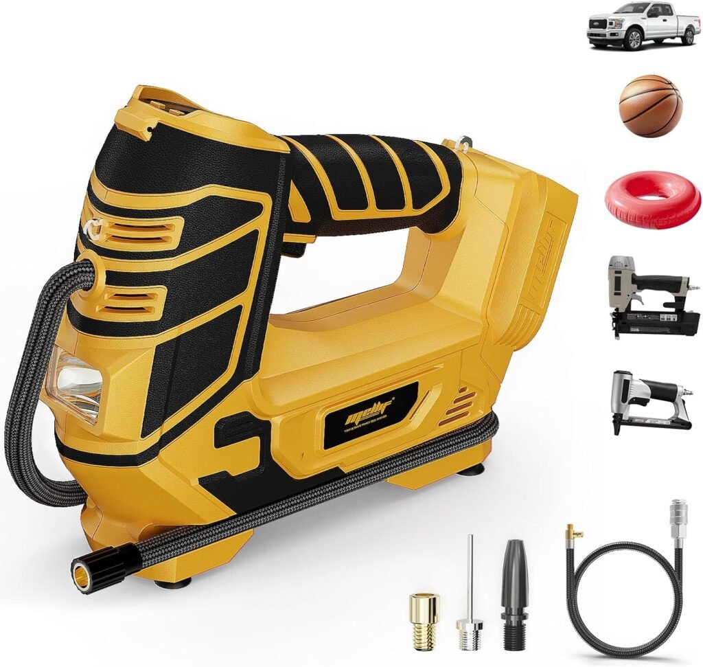 Mellif 20V Portable Tire Inflator Dual-Mode Air Compressor (Tool Only), Supports Inflation  Pneumatic Tools, 160 PSI Pump, Digital Pressure Gauge, LED Light, Auto Shut-Off, for Car Inflatables Ball