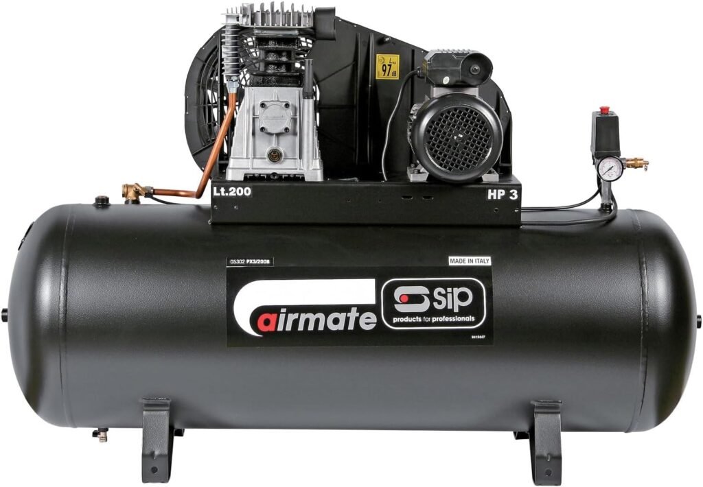 SIP Airmate PX3/200-SRB Belt Drive Air Compressor, 230V 16A, 200L, 3hp / 2.2kW, 145psi / 10 Bar 16CFM 97dB