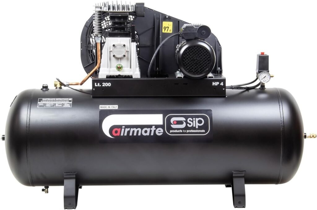 SIP Airmate PX4-3/200B Belt Drive Air Compressor, 400V 20A 3-Phase, 200L, 4hp / 3kW, 145psi / 10 Bar 18CFM 97dB