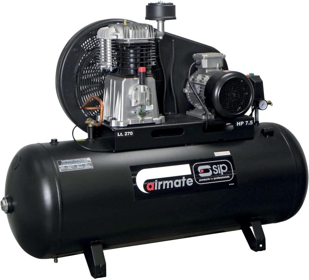 SIP Airmate TN7.5/270 Belt Drive Air Compressor, 400V 20A 3-Phase, 270L, 7.5hp / 5.6kW, 145psi / 10 Bar 34CFM