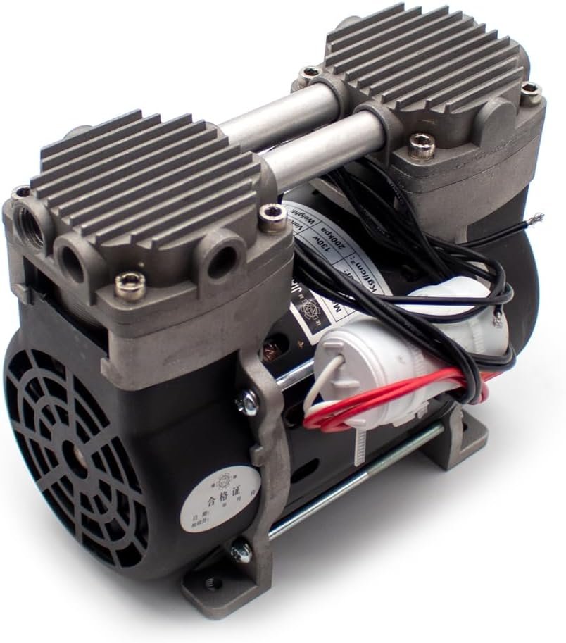 VN-40 220V Portable Two Piston Oilless Vacuum Pump, Electric Air Compressor Pump Head Low Noise G1/4 130W 36L/MIN