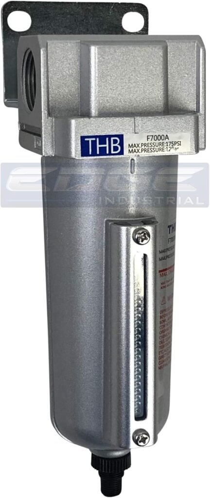 Heavy Duty HIGH Flow Compressed AIR in-LINE PARTICULATE Filter with Metal Bowl, 3/4 NPT Ports, 140 CFM, Visible Sight Glass, 5 Micron Element