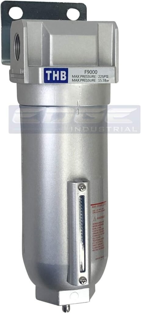 Heavy Duty HIGH Flow Compressed AIR in-LINE PARTICULATE Filter with Metal Bowl, 3/4 NPT Ports, 140 CFM, Visible Sight Glass, 5 Micron Element