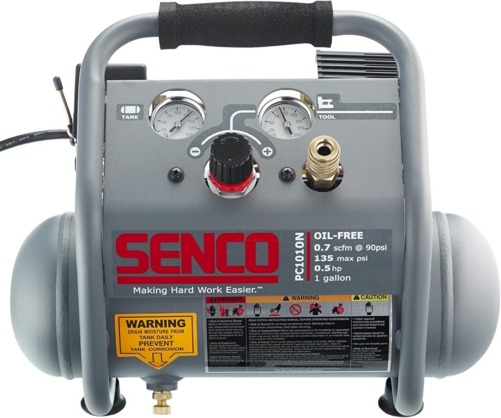 Senco PC1010N 1/2 hp Finish and Trim Portable Hot Dog Compressor, 1 Gallon, Grey
