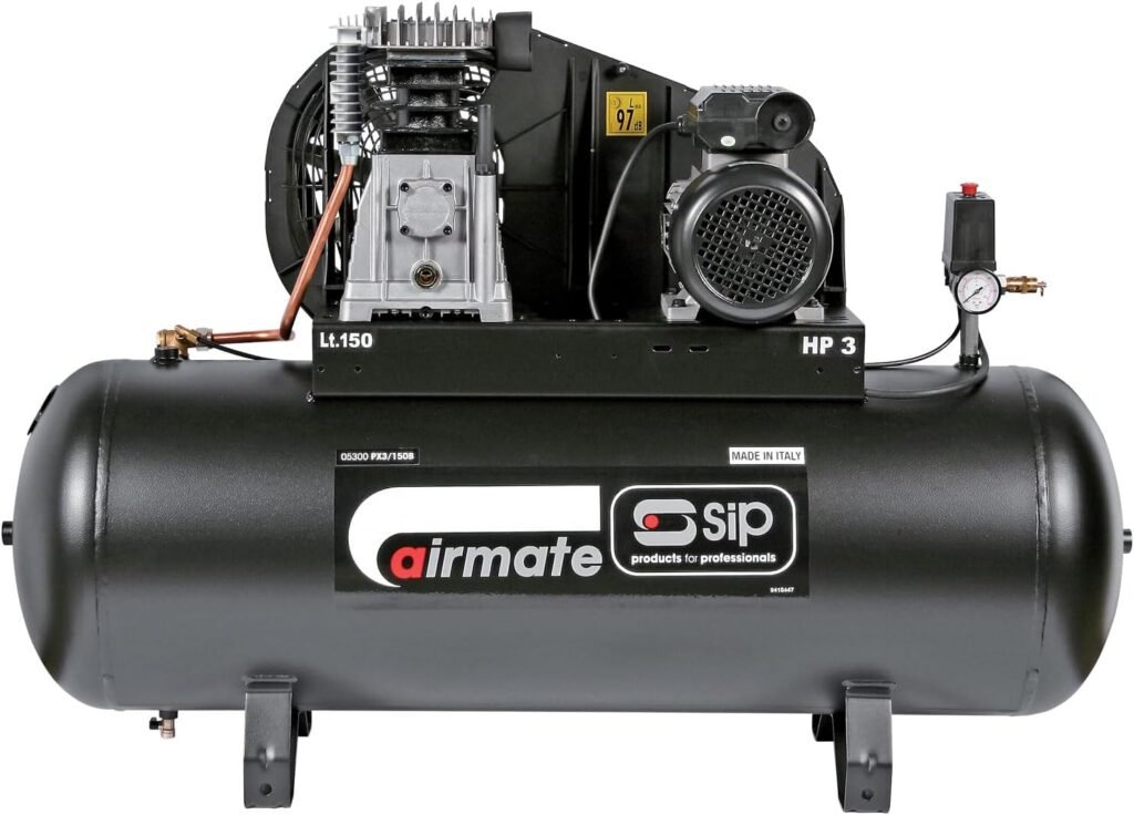 SIP Airmate PX3/150-SRB Belt Drive Air Compressor, 230V 16A, 150L, 3hp / 2.2kW, 145psi / 10 Bar 16CFM 97dB