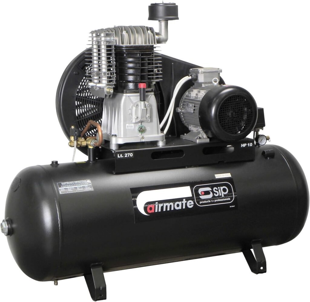 SIP Airmate TN10/270 Belt Drive Air Compressor, 400V 20A 3-Phase, 270L, 10hp / 7.5kW, 145psi / 10 Bar 42CFM