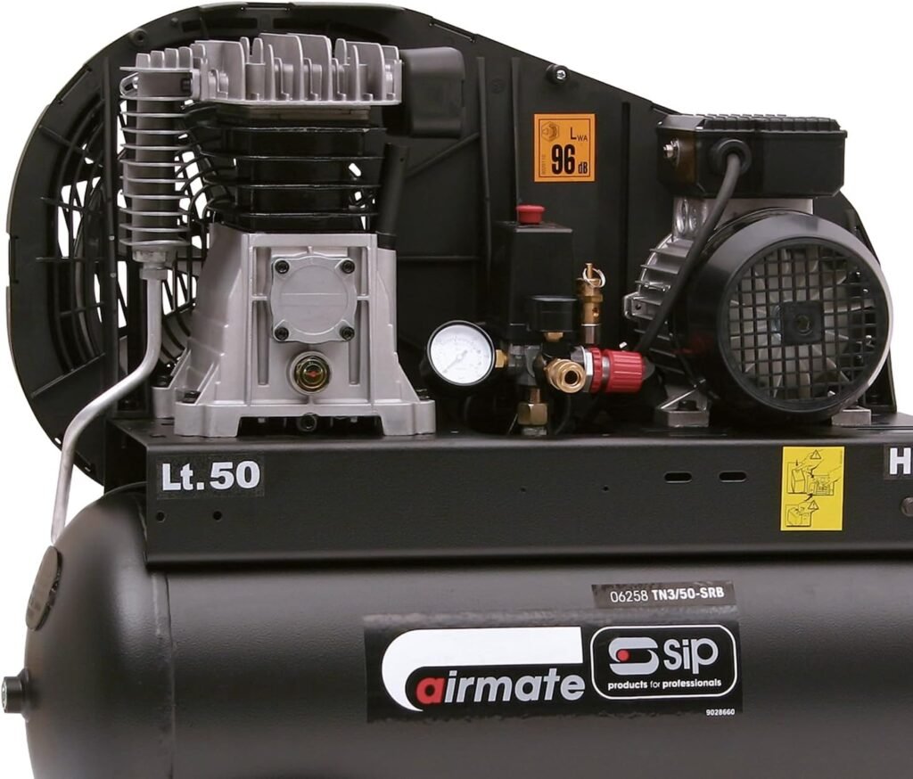 SIP Airmate TN3/50-SRB Belt Drive Air Compressor, 230V 13A, 50L, 3hp / 2.2kW, 145psi / 10 Bar 13CFM 96dB
