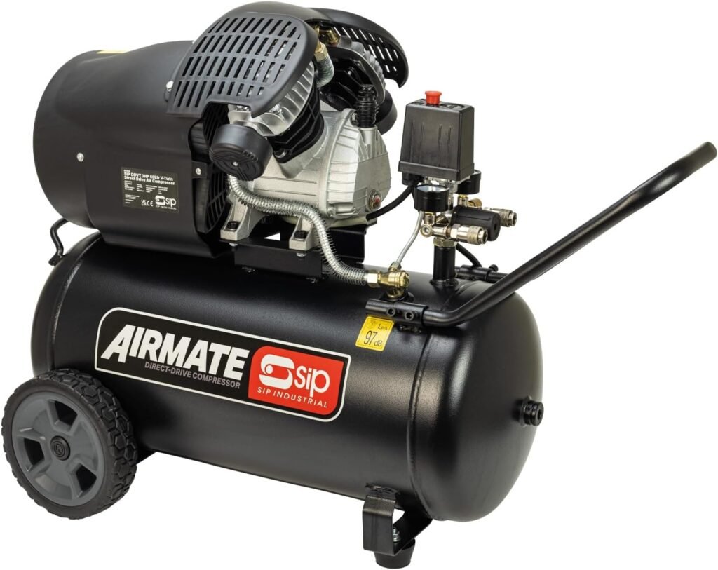 SIP Airmate V-Twin Air Compressor Oil-Lubricated Direct Drive, 230V 50L 3hp 2.2kW 145psi 14CFM