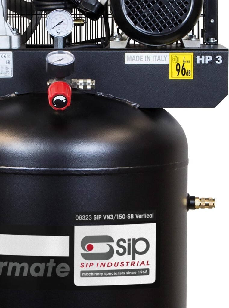 SIP Airmate VN3/150-SB Vertical Belt Drive Air Compressor, 230V 13A, 150L, 3hp / 2.2kW, 145psi / 10 Bar 13CFM 96dB