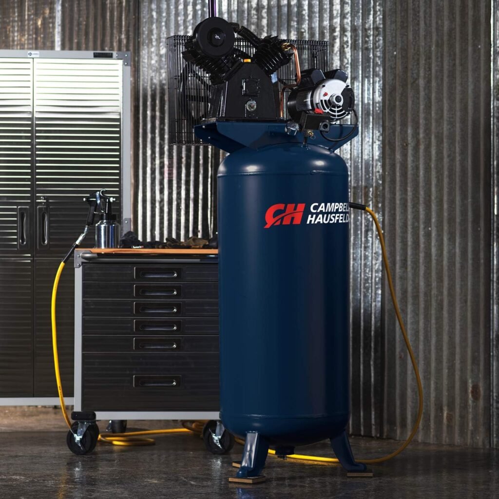 CAMPBELL HAUSFELD 60 Gallon Vertical Air Compressor 230V, 3.7 HP, 175 PSI - Ideal for Home Improvement Projects, Reliable Air Compressors for Workshop and Garage Needs