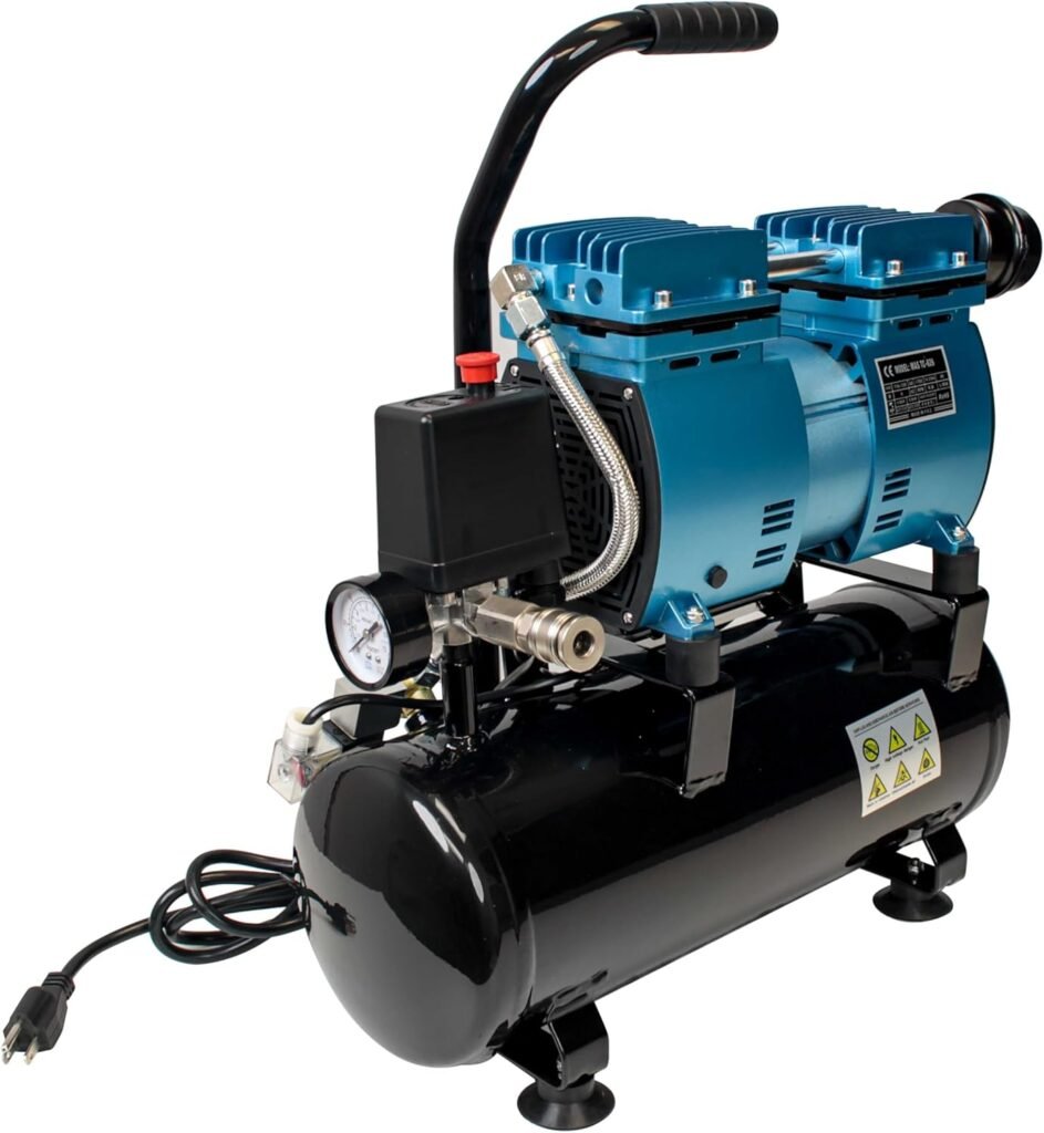 Master Airbrush Super Powerful 1 HP Air Compressor with 9 Litre Extra Large Storage Tank, Model TC-626 - Professional High Performance, 85 ltrs/minute Airflow, 3 CFM -