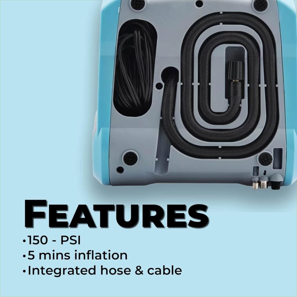 P1 Autocare Portable Air Compressor 150PSI Car Tyre Pump for Motorcycle, Bike, Balls, Pressure LED Light, LCD Screen, Fast Inflation, Low Noise, Grey/Teal P1 Autocare Portable Air Compressor 150PSI Car Tyre Pump for Motorcycle, Bike, Balls, Pressure LED Light, LCD Screen, Fast Inflation, Low Noise, Grey/Teal