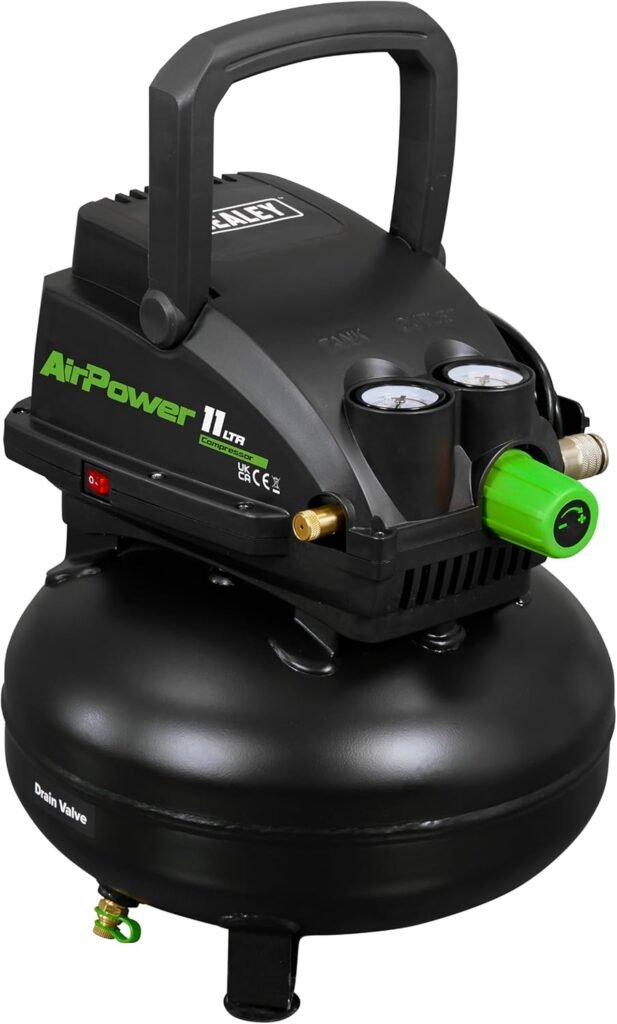 Sealey Oil Free Direct Drive Air Compressor, 11L, 0.5hp, 1.7cfm, 116psi, 400W - SAC1100
