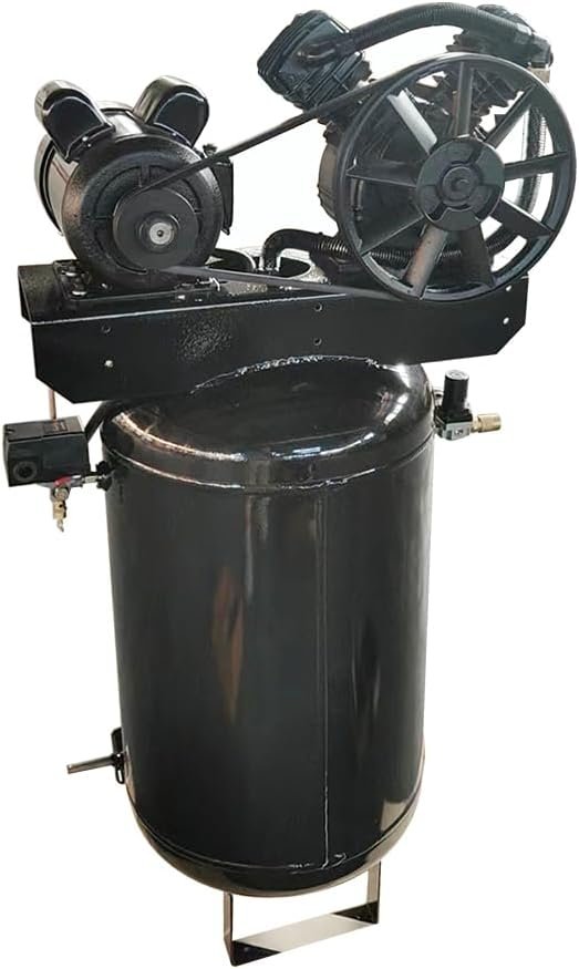 3-HP Air Compressor 60-Gallon Vertical ASME Tank 10CFM@115PSI 220V 1-Phase Two-Stage Electric Stationary Air Compressor