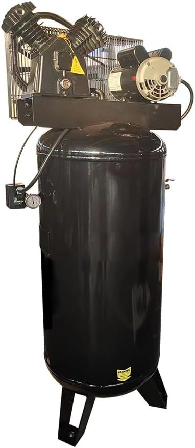 3-HP Air Compressor 60-Gallon Vertical ASME Tank 10CFM@115PSI 220V 1-Phase Two-Stage Electric Stationary Air Compressor