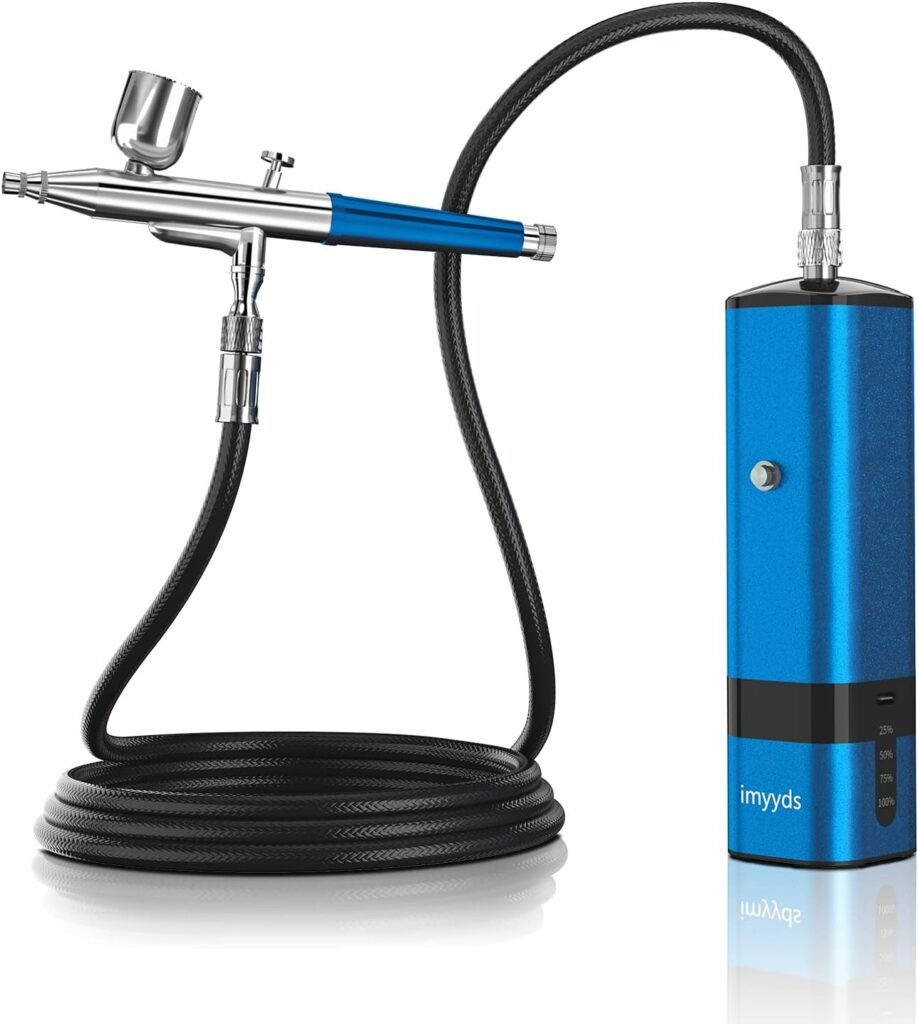 imyyds Airbrush Kit with Compressor, PSI High-Pressure Cordless Airbrush Gun, Dual-Action Portable Airbrush Compressor Set, Mini Handheld Rechargeable Airbrush
