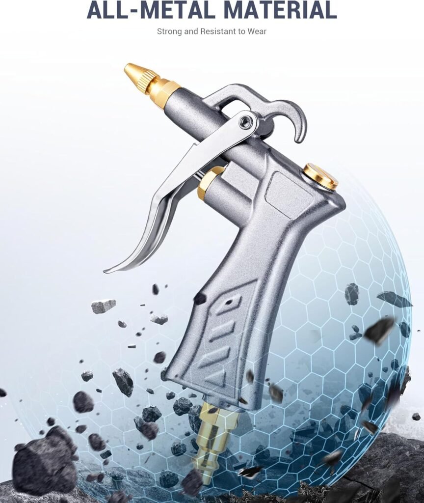 JASTIND Industrial Air Blow Gun with Brass Adjustable Air Flow Nozzle and Steel Extension, Pneumatic Air Compressor Accessory Tool Dust Cleaning and Blower Gun JASTIND Industrial Air Blow Gun with Brass Adjustable Air Flow Nozzle and Steel Extension, Pneumatic Air Compressor Accessory Tool Dust Cleaning and Blower Gun