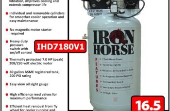 Iron Horse Ihd7180v1 Vert Air Compressor, 80 Gallon