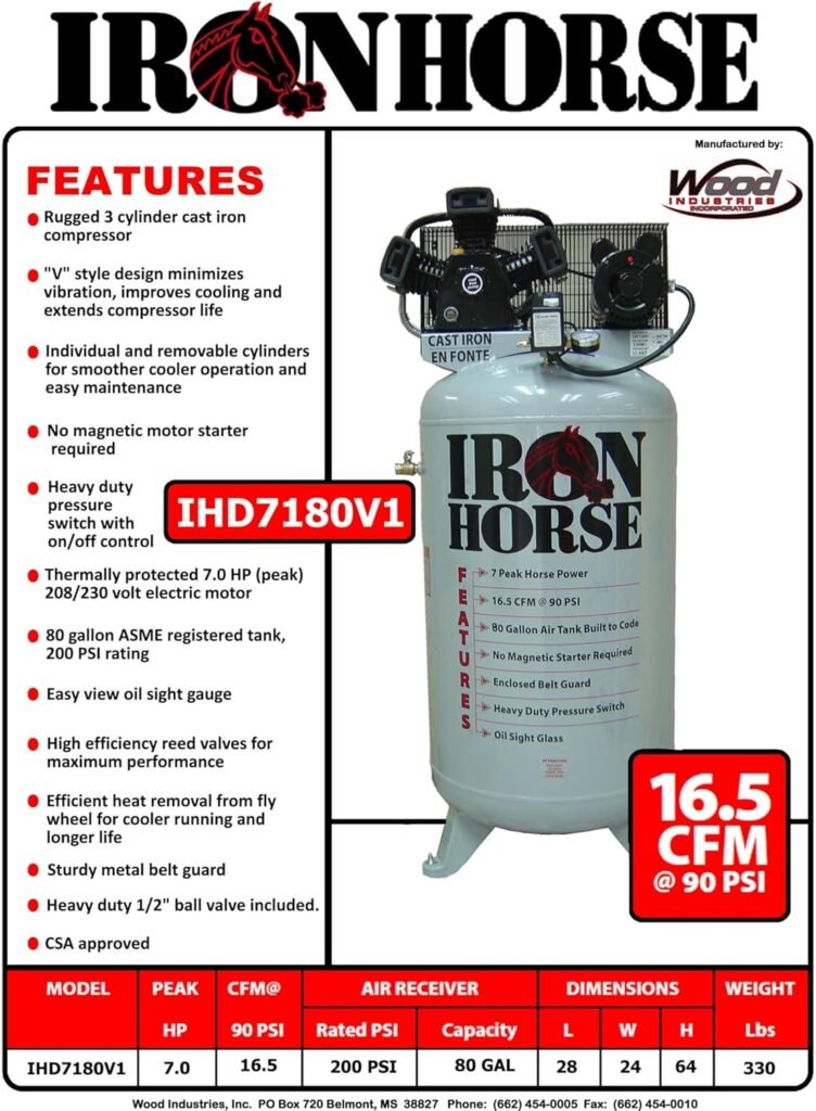 Iron Horse Ihd7180v1 Vert Air Compressor, Gallon