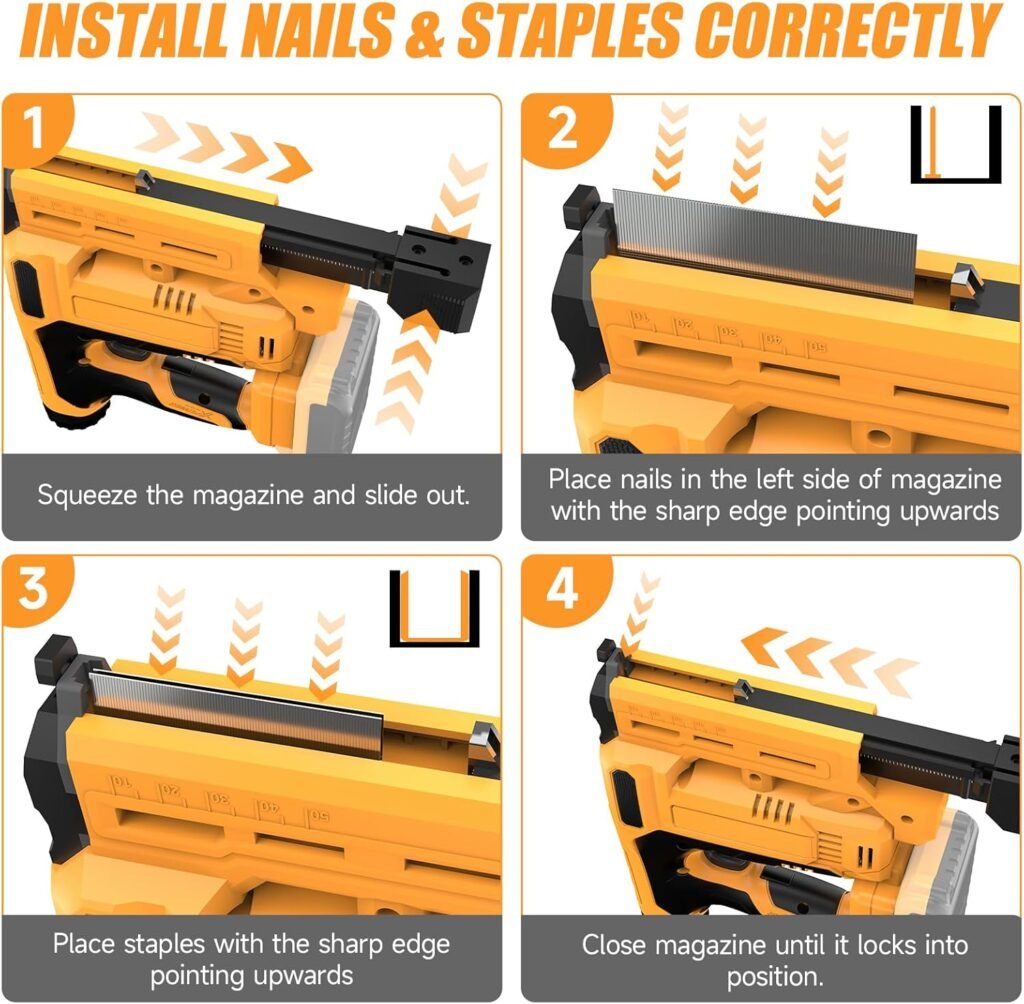 Cordless Nail Gun Compatible with Dewalt 20V Battery, 2-in-1 Electric Brad Nailer/Staple Gun Gauge, Battery Powered Nail Guns with Nails Staples for Wood Carpentry, Tool Only Cordless Nail Gun Compatible with Dewalt 20V Battery, 2-in-1 Electric Brad Nailer/Staple Gun Gauge, Battery Powered Nail Guns with Nails Staples for Wood Carpentry, Tool Only