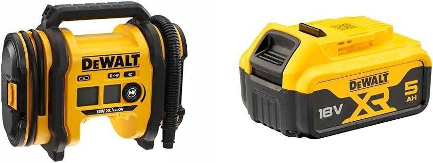 DEWALT DCC018N-XJ Akku-Kompressor DCC N Volt Triple Source Inflator, Black/Yellow + DEWALT Battery