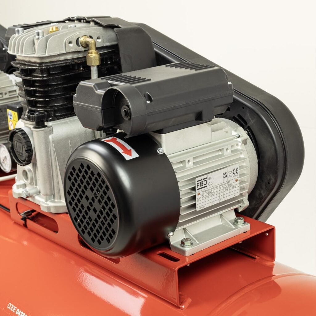 TIGREN Tandem Belt Drive Air Compressor, Oil-Lubricated 230V 32A, 270L, 6hp (2 x 3hp) / 2.2kW, 145psi / Bar 25CFM